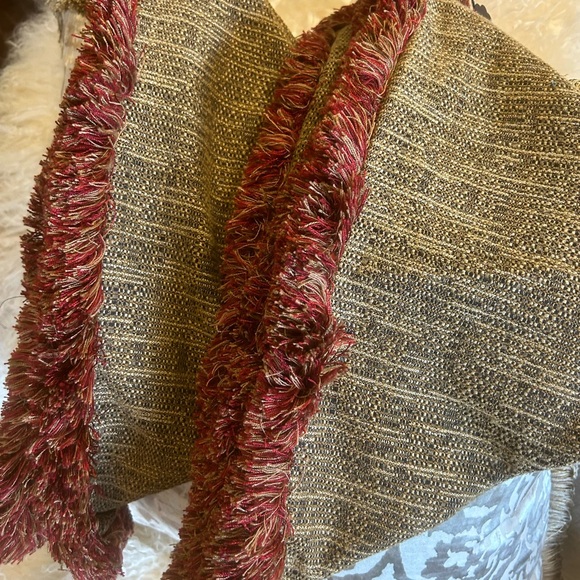 Pair 20 x 20 Black, Wheat and Red Kasmir Fabric Custom Made Pillow Covers. - Picture 9 of 16